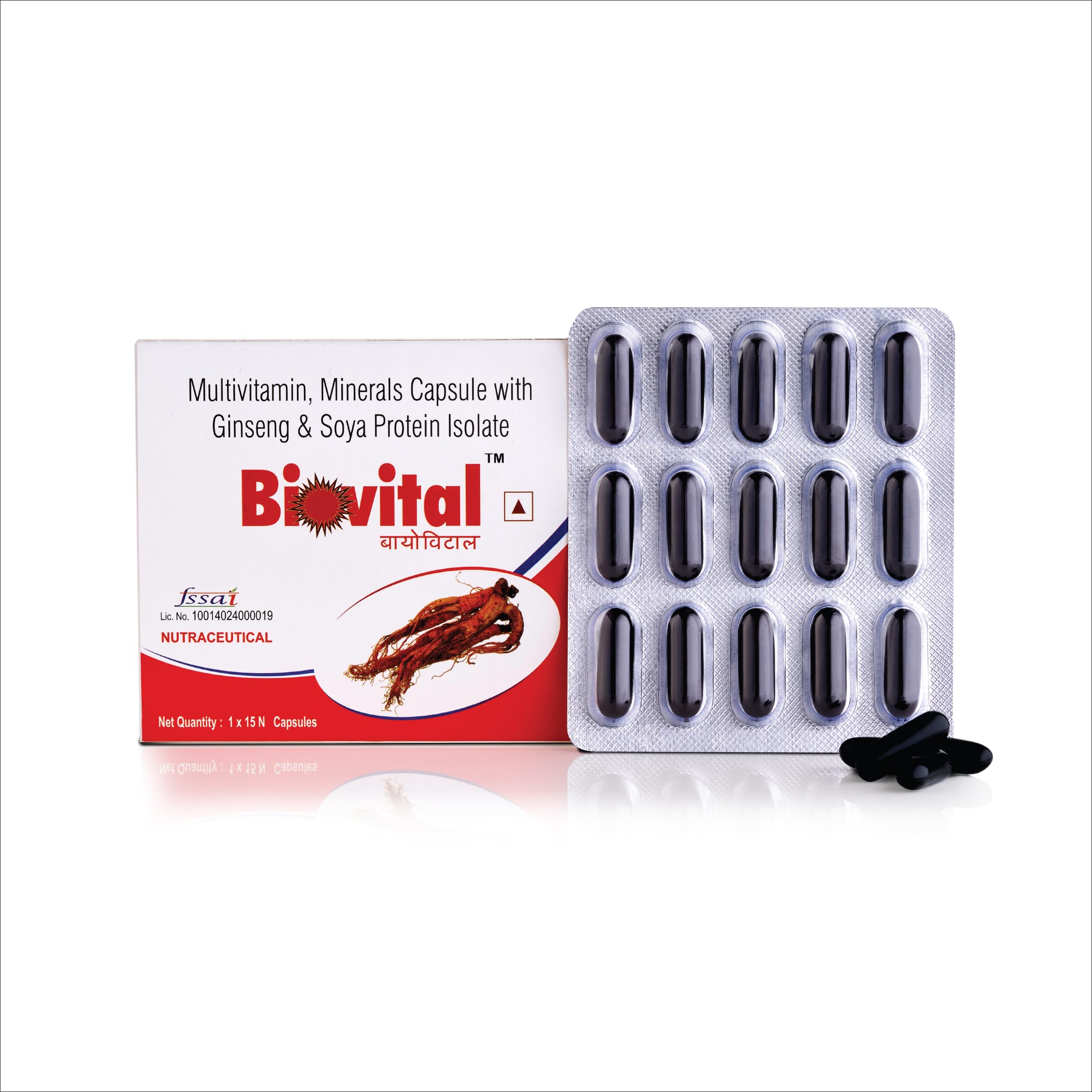Biovital Multivitamin & Minerals Capsules with Ginseng & Soya Protein Isolate | Daily Nutrition Supplement | Supports Immunity, Helps Relieve Fatigue & Boosts Energy | FSSAI Certified |15 Capsules X 3