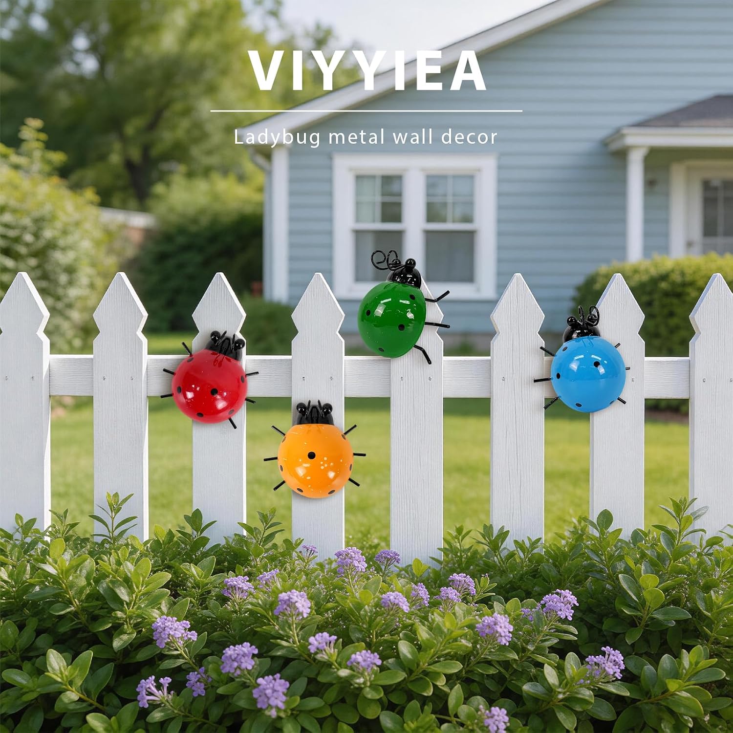VIYYIEA Metal Butterfly Outdoor Wall Art, 3D Colorful Garden Wall Decoration, 3.5" x 3.5" 4 Pack Set Hanging Sculptures, for Fence Yard Patio image 2