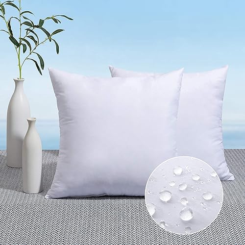 MIULEE Paquete de 2 rellenos de almohada para exteriores de 18 x 18 pulgadas, resistentes al agua, decorativas, cuadradas, de primera calidad, para
