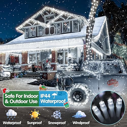 Miniatura 5 de Heceltt Decoraciones de luces de Navidad 200 luces LED de 66 pies para interiores y exteriores cadena de luces de alambre transparente con