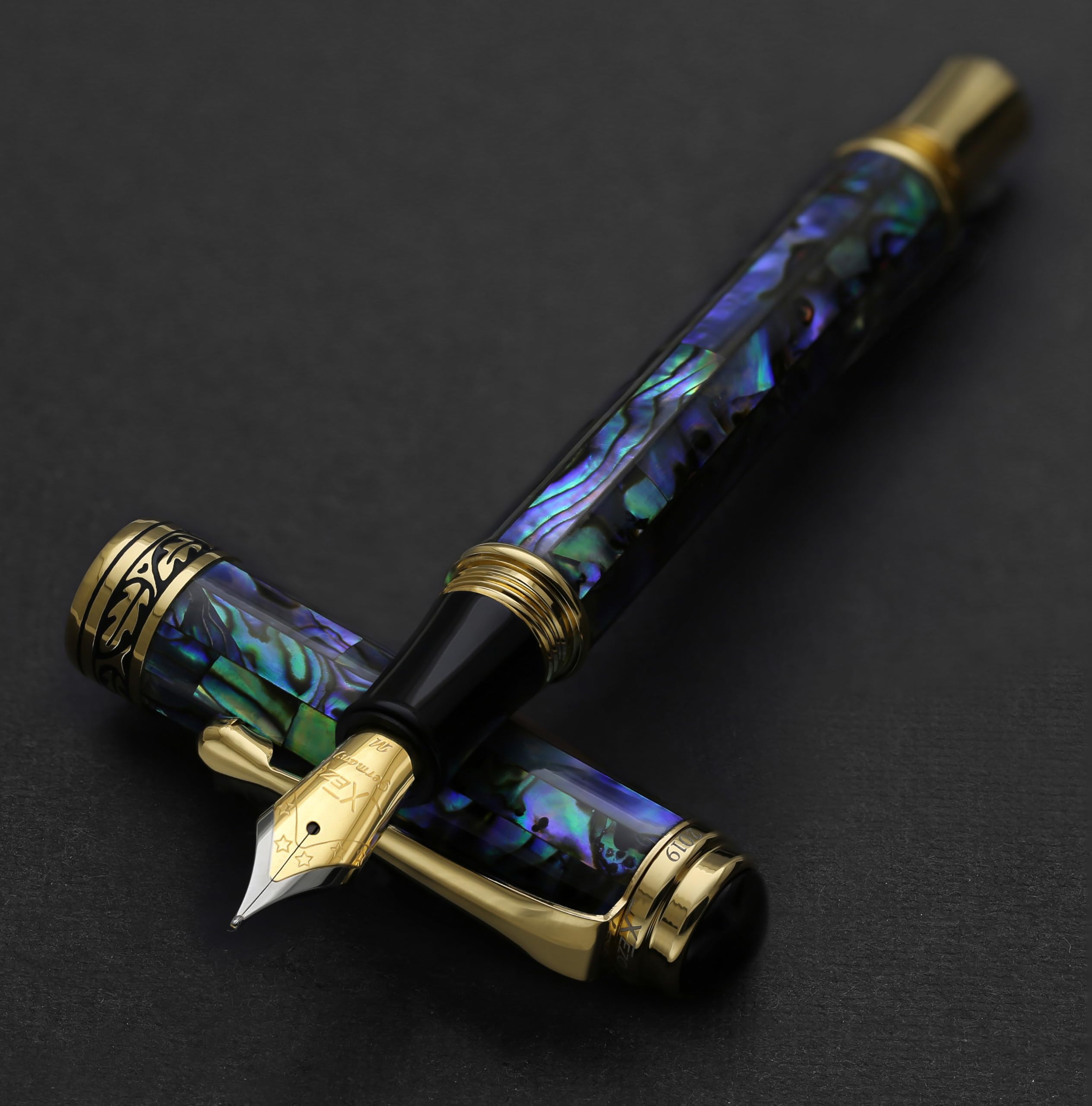 Xezo Maestro 万年筆 ミディアムペン先 天然パアワビ貝殻インレー Amazon | Xezo Maestro 万年筆 ミディアムペン先 天然パアワビ貝殻