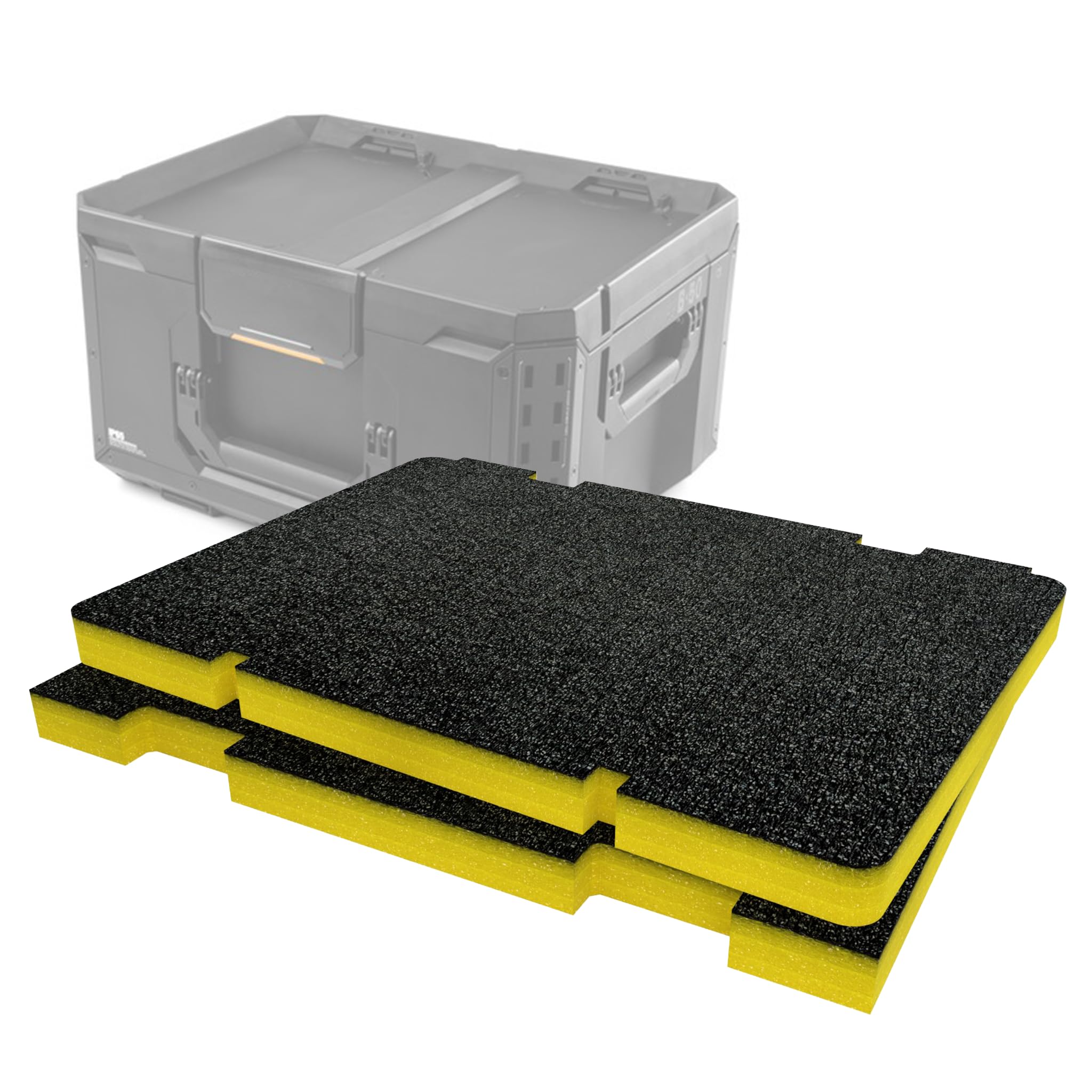 Shadow Foam Insert Pack Compatible with Toughbuilt® StackTech Large Tool Box | Cut and Peel Foam for Toolbox Organisation, Kaizen, 5S (Yellow, 30mm)