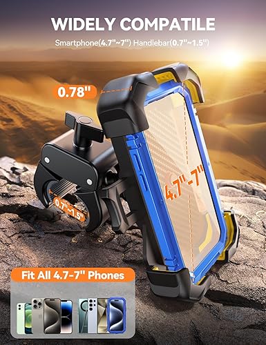Miniatura 12 de JOYROOM Soporte de teléfono para motocicleta, [1s bloqueo automático] [100 mph militar antivibraciones] Soporte de teléfono de bicicleta para Negro