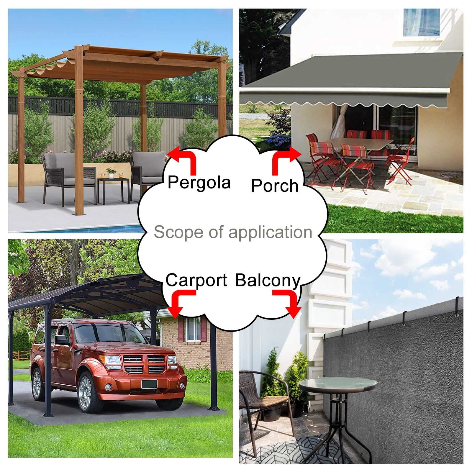 Strapazierfähiger, wasserdichter Pergola-Vorhang mit Ösen, transparente Seitenteile für Terrasse, Garten und Pavillon, 3,7 m x 2,1 m, ideal für Sichtschutz und Wetterschutz
