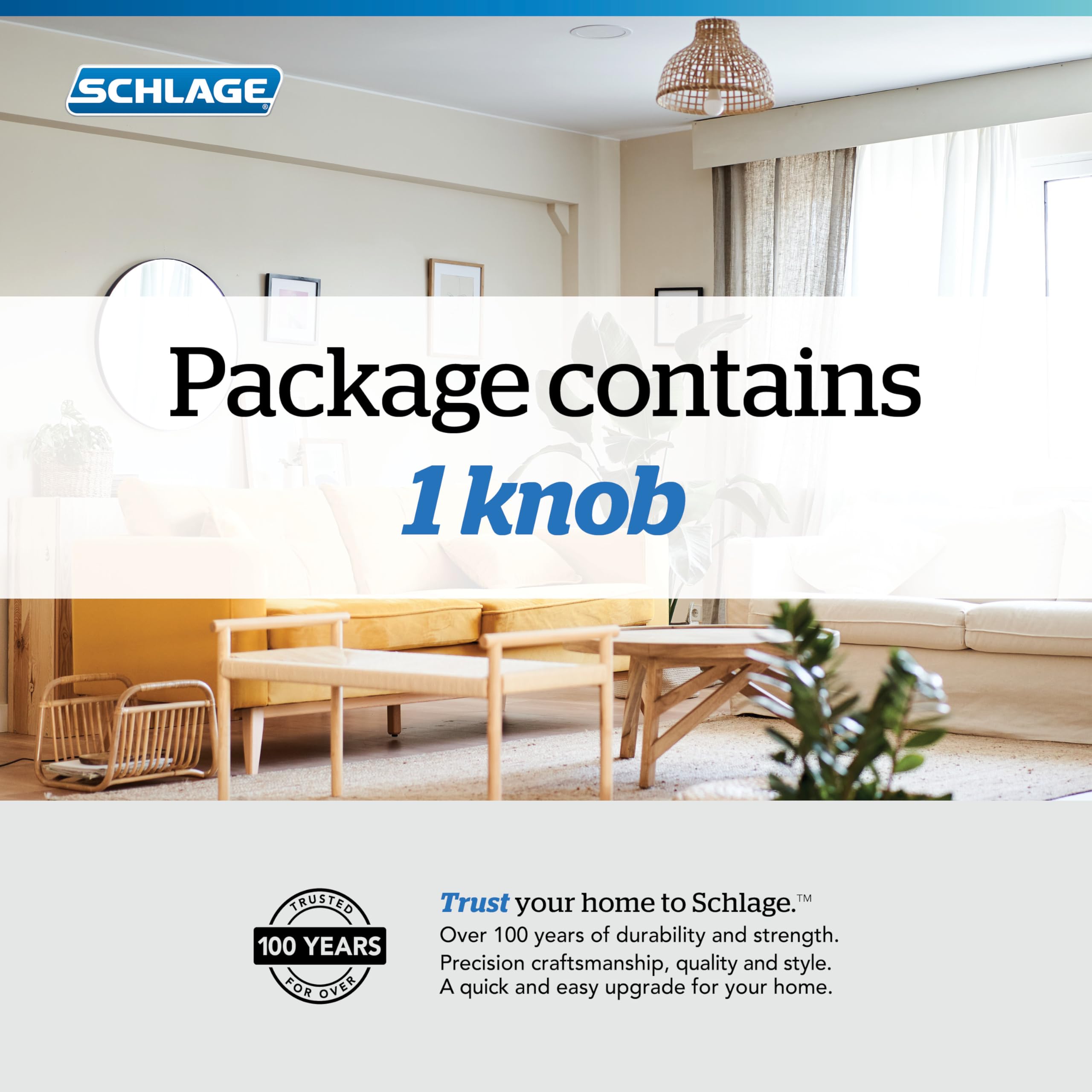 Schlage F170 BWE 622 GSN Bowery Kapı Tokmağı Greyson Trim, Tek Taraflı Dönmeyen Kukla Kapı Kolu, Mat Siyah