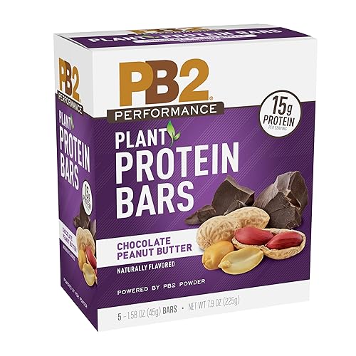 PB2 Performance Barras de proteína de mantequilla de maní y chocolate, 0.51 onzas de proteína a base de plantas (caja de 5 barras)