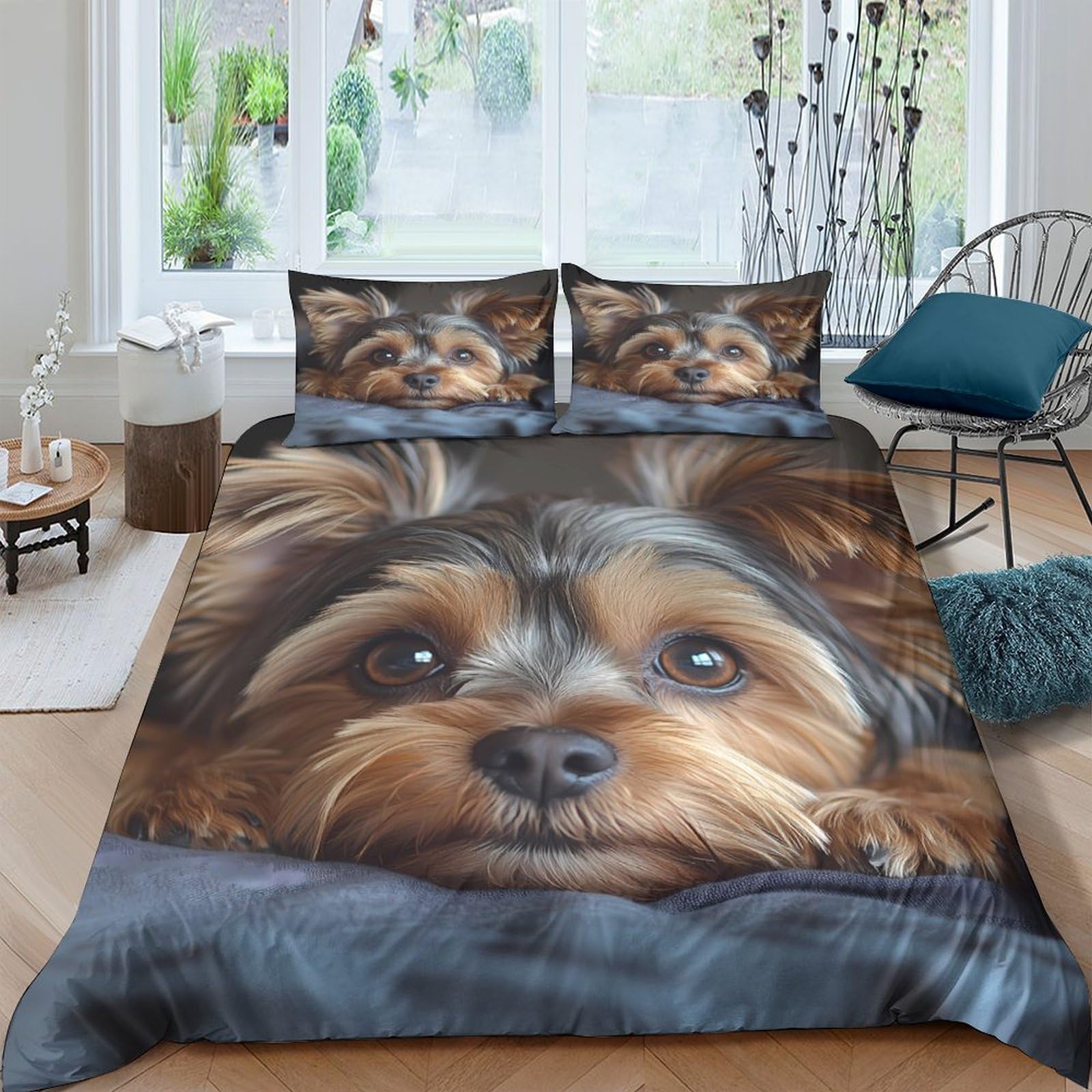 Ctjqhvkz Style-5 3D Printed Dog Face Fitted Sheet Microfiber Soft Anti-Slip Bed Cover For Bedroom Guest Room Decor Easy Care Single（135X200cm）