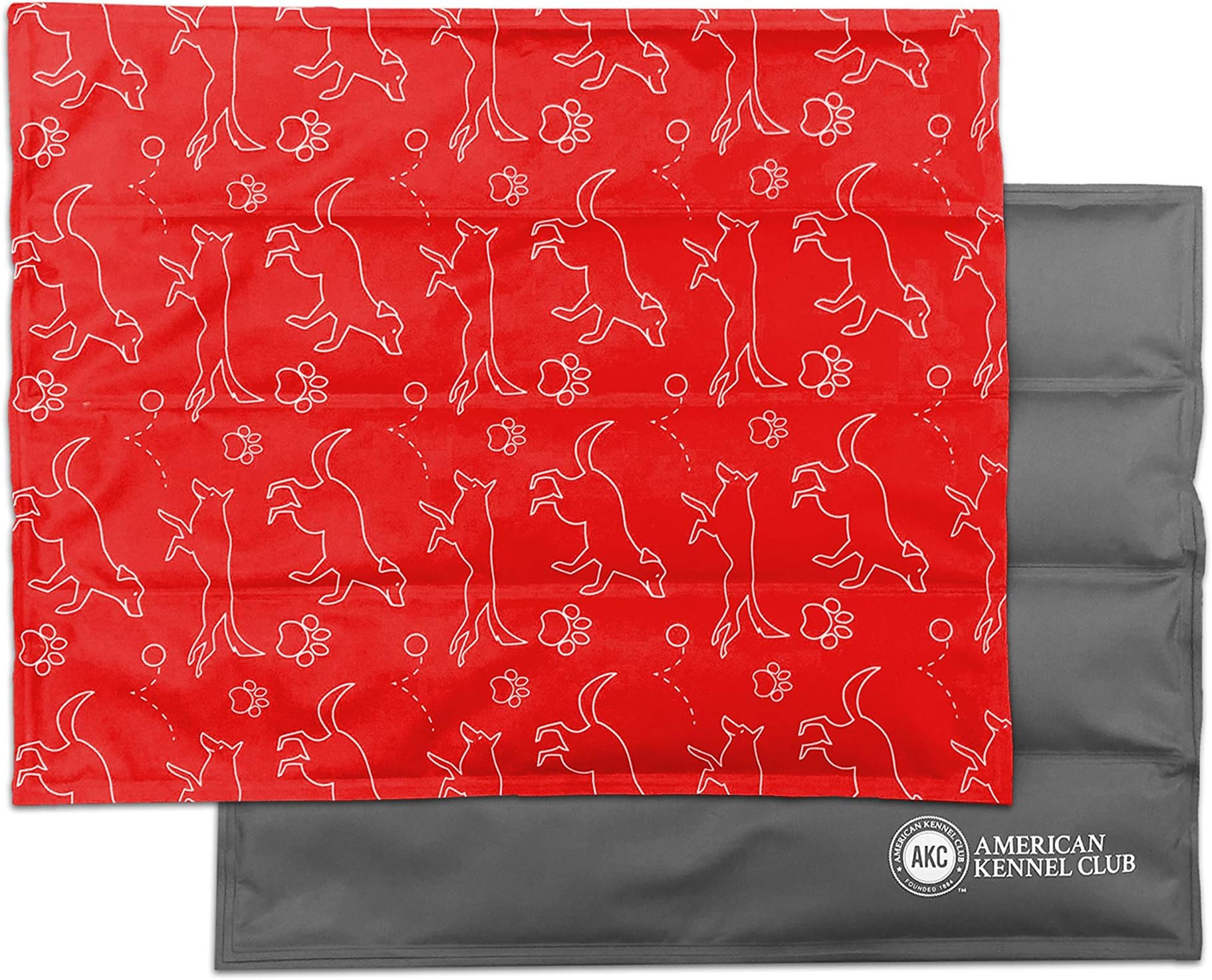 American Kennel Club AKC Large Dog & Paw Pet Cooling Mat, Red
