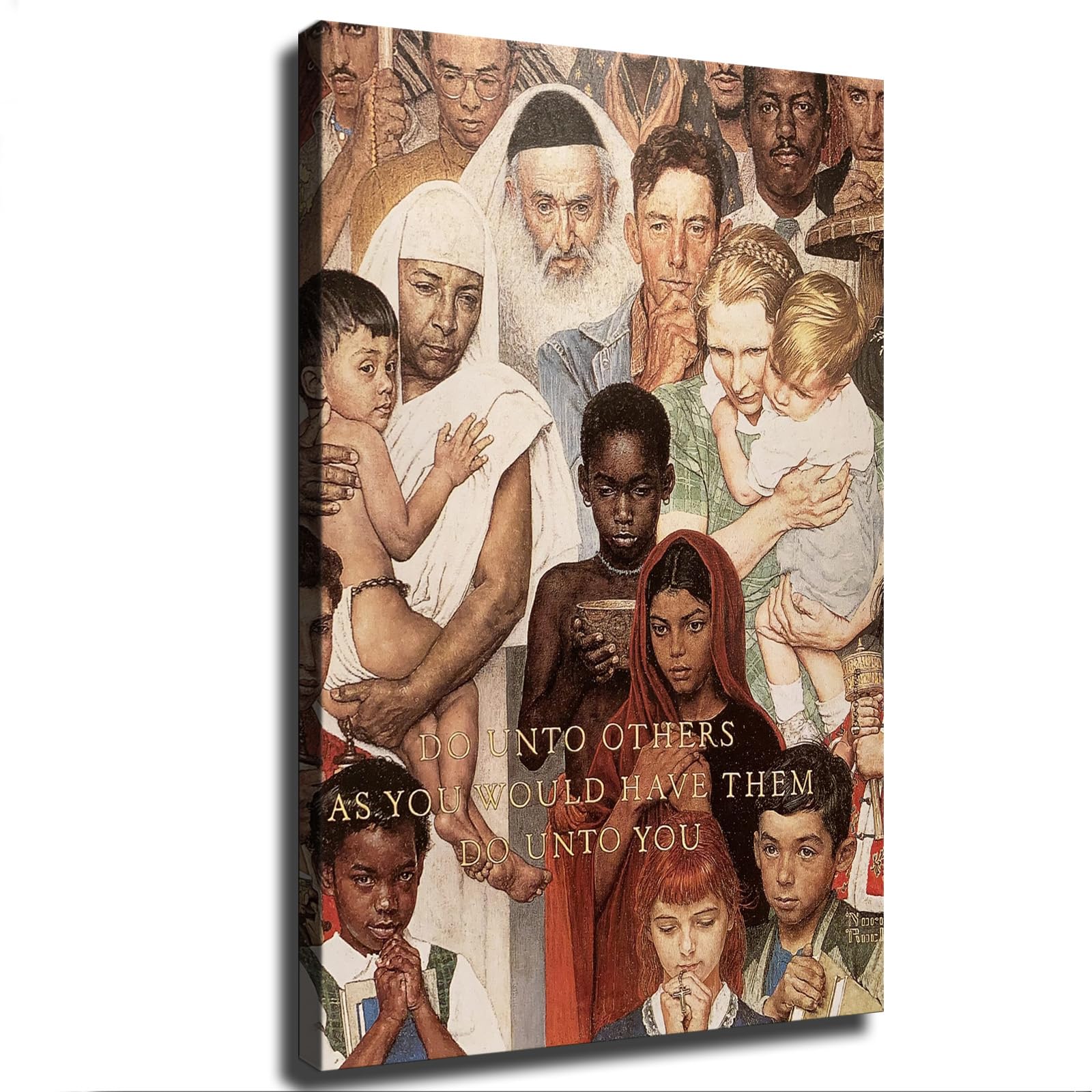 Norman Rockwell Golden Rule Do Unto Others Poster Modern Family Bedroom Office Background Wall Art HD Picture Canvas Printing Artwork Decor Posters (08×12inch-No Framed)