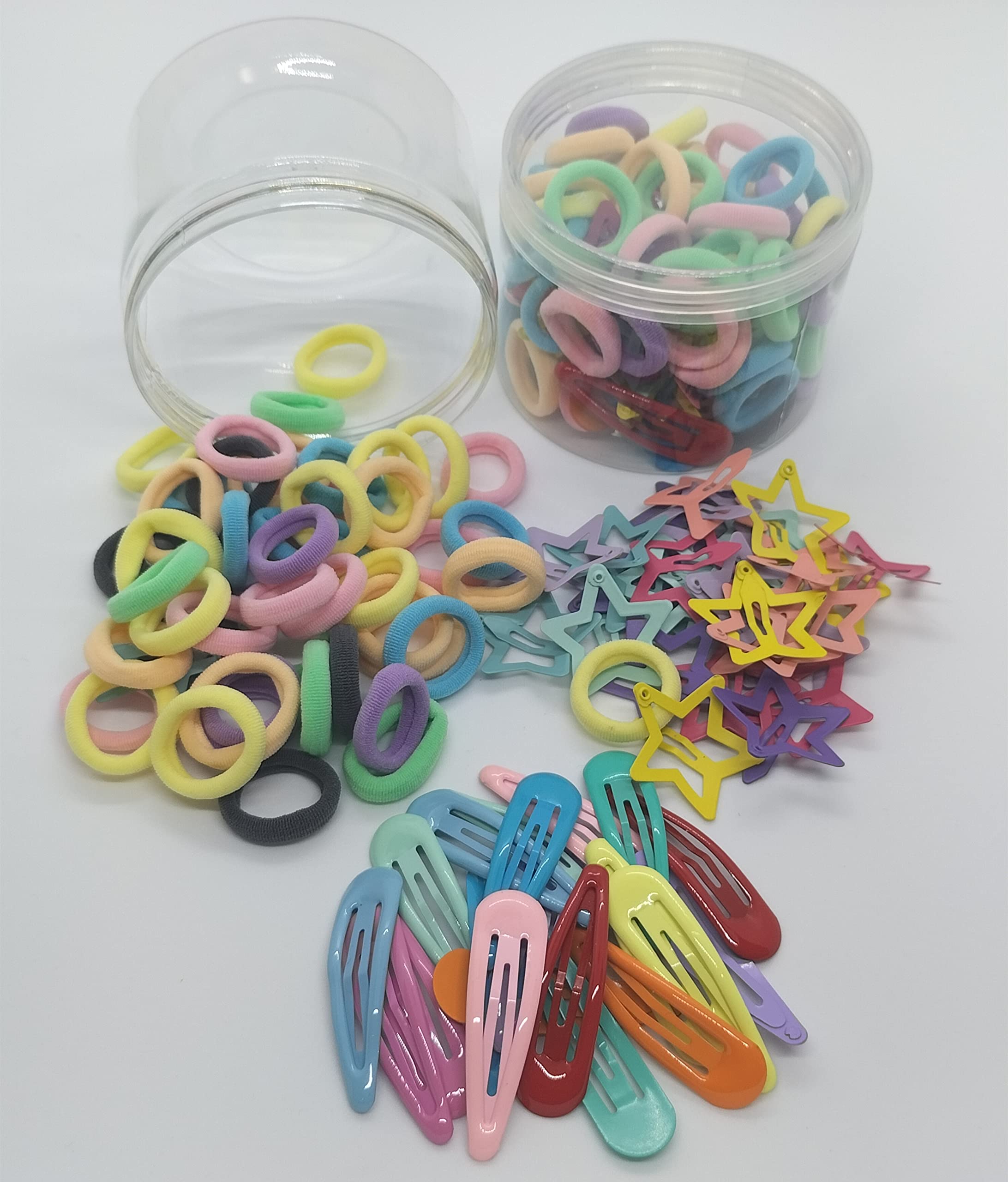 Eva's Selection Women Girls Hair Elastics Ties 50 pcs and Snap Hair Clip Barrette 48 pcs