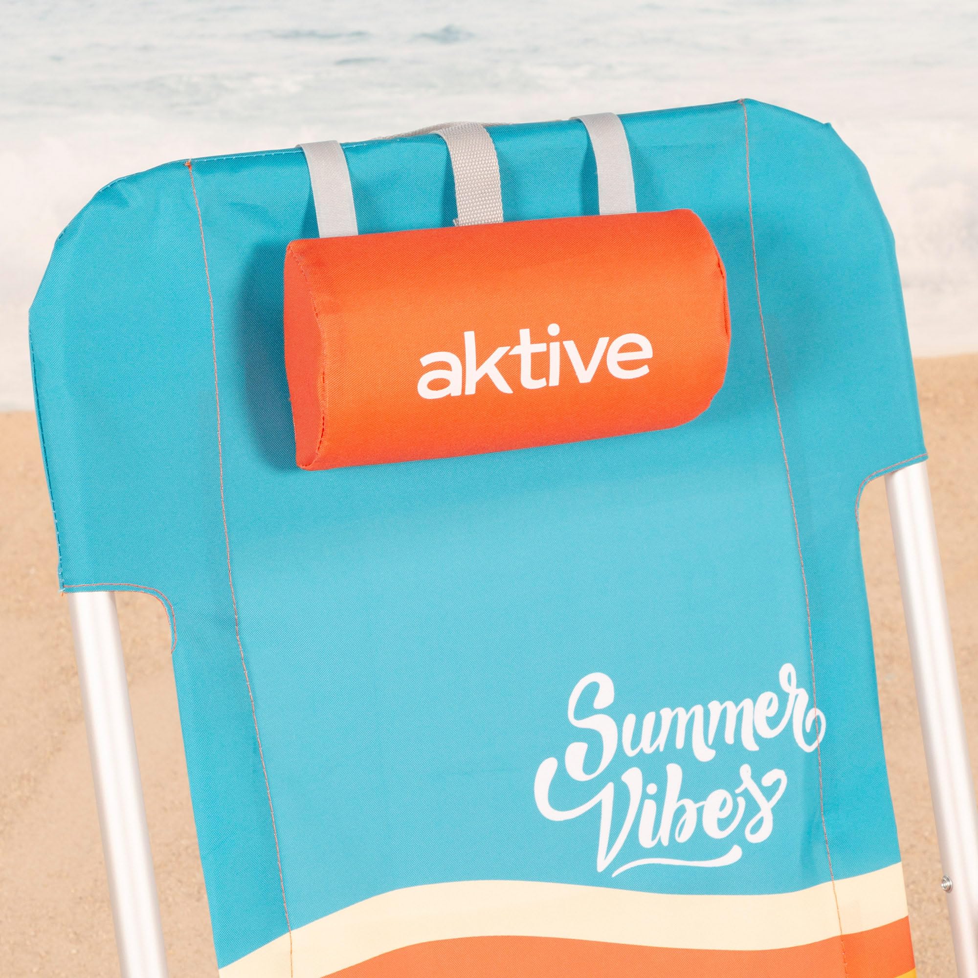 AKTIVE Chaise de Plage Pliable, Multicolore, 48 x 58 x 76 cm, Multi-Positions (62509)