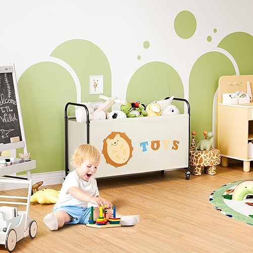 Miniatura 3 de GRANNY SAYS Caja de juguetes para niños y niñas, almacenamiento grande de juguetes con ruedas, organizador de almacenamiento de juguetes de metal