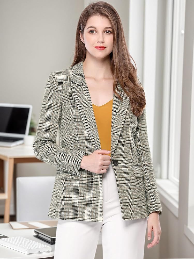 Allegra K Women's Notched Lapel One Button Boyfriend Blazer Allegra K Women's Notched Lapel One Button Boyfriend Blazer
