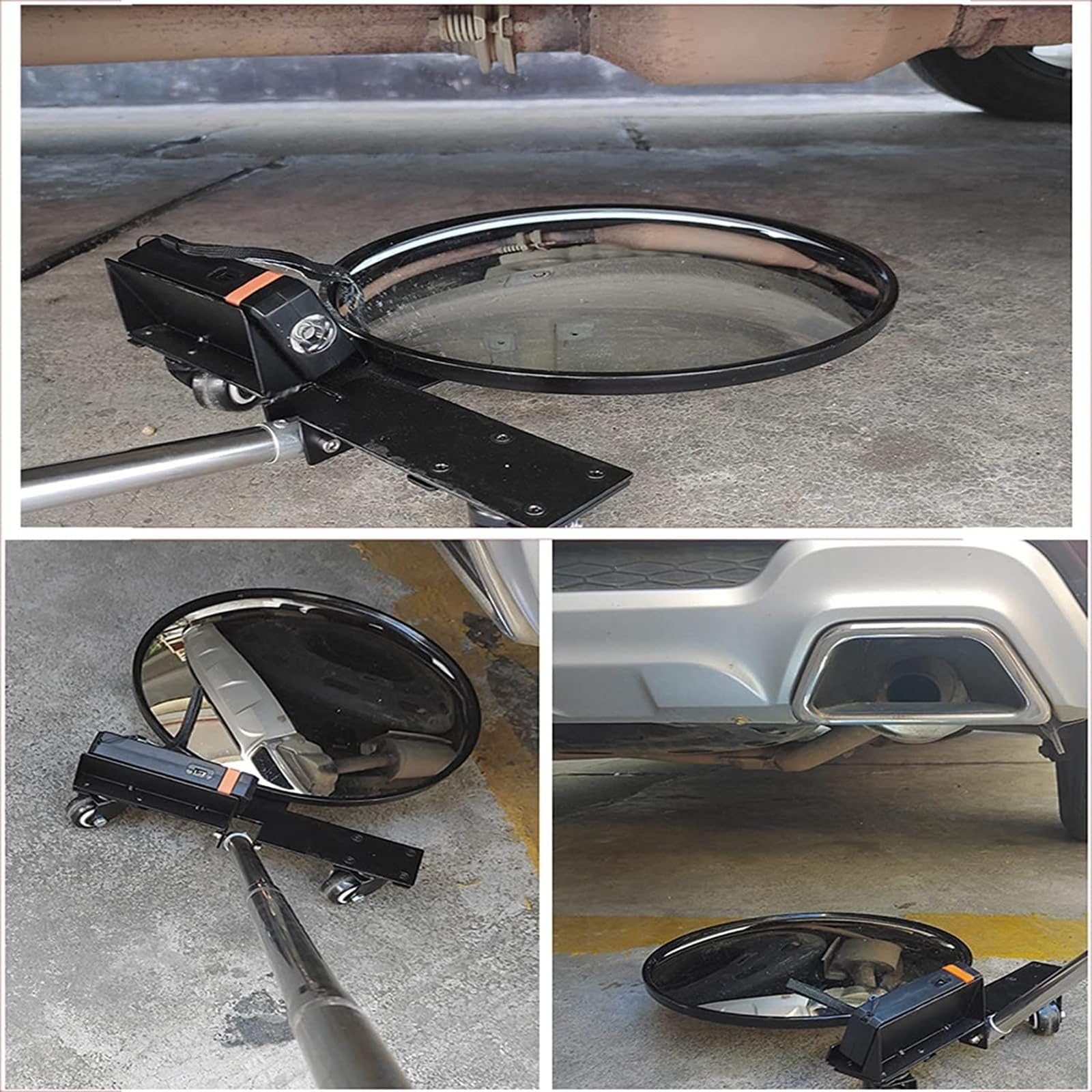 Espejo de inspección Bajos del vehículo, con Mango Ajustable de 50 a 110 cm. Ideal para revisiones de Seguridad, inspección antiterrorista, Cuidado del hogar y en fábricas.
