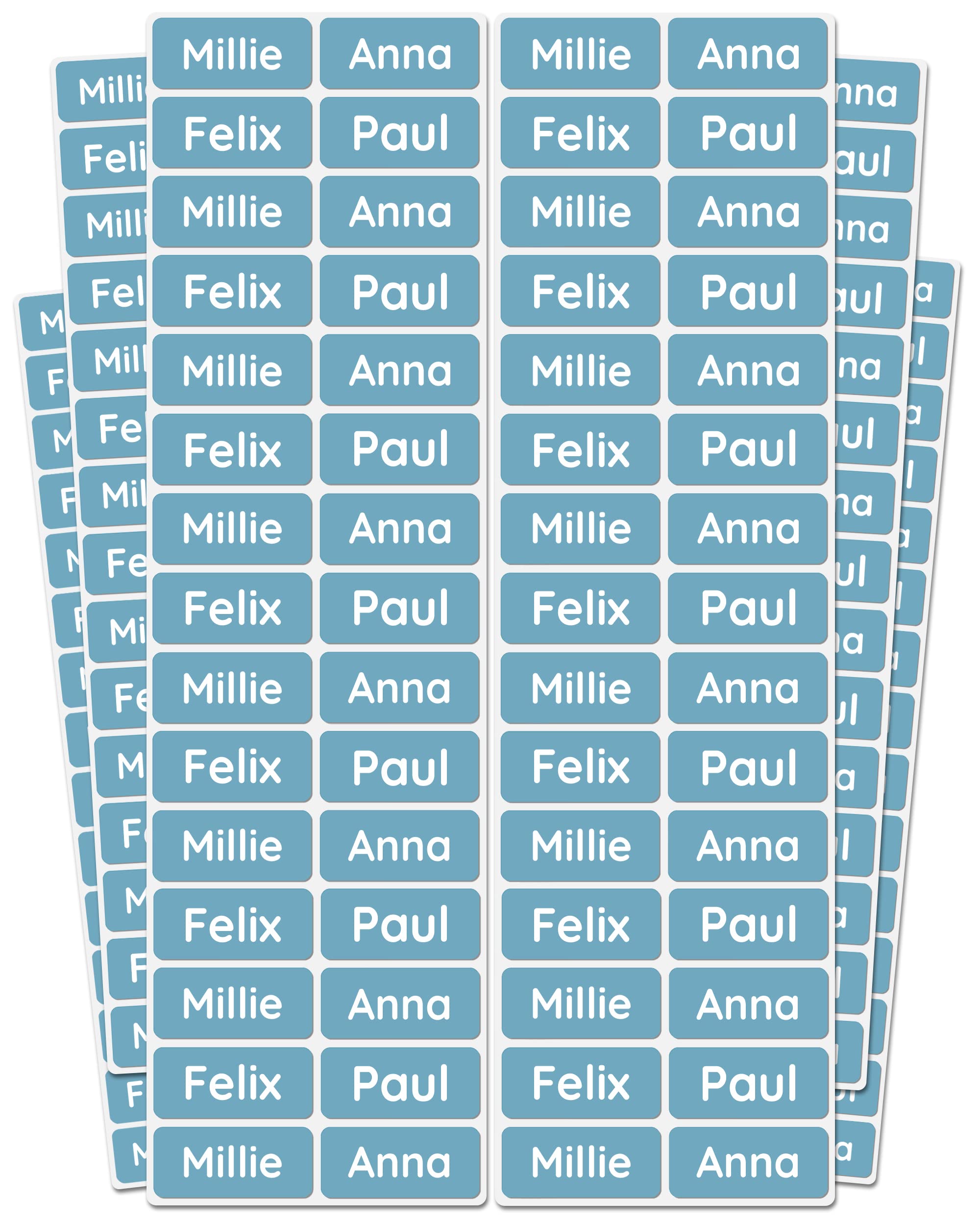 melu kids® Iron on Name Labels for Clothes (120 Pieces) - Personalised Kids Name Tags for Clothing and School Uniform - Washable to 60° (Blue)