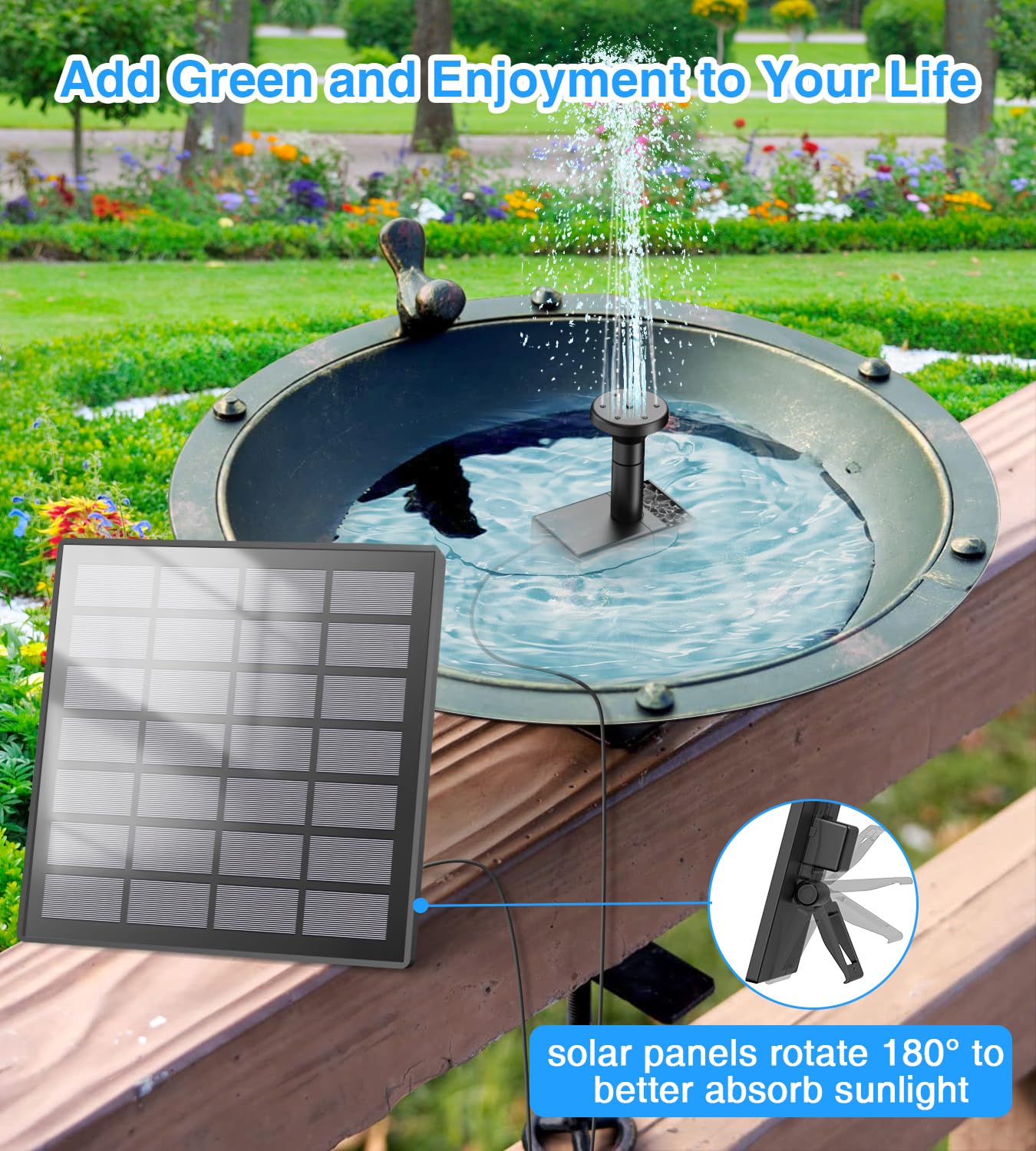 Vielseitige Solar Wasserpumpe für Vogelbad und Teich - 2200mAh Akku enthalten eB Vielseitige Solar Wasserpumpe für Vogelbad und Teich - 2200mAh Akku enthalten eB