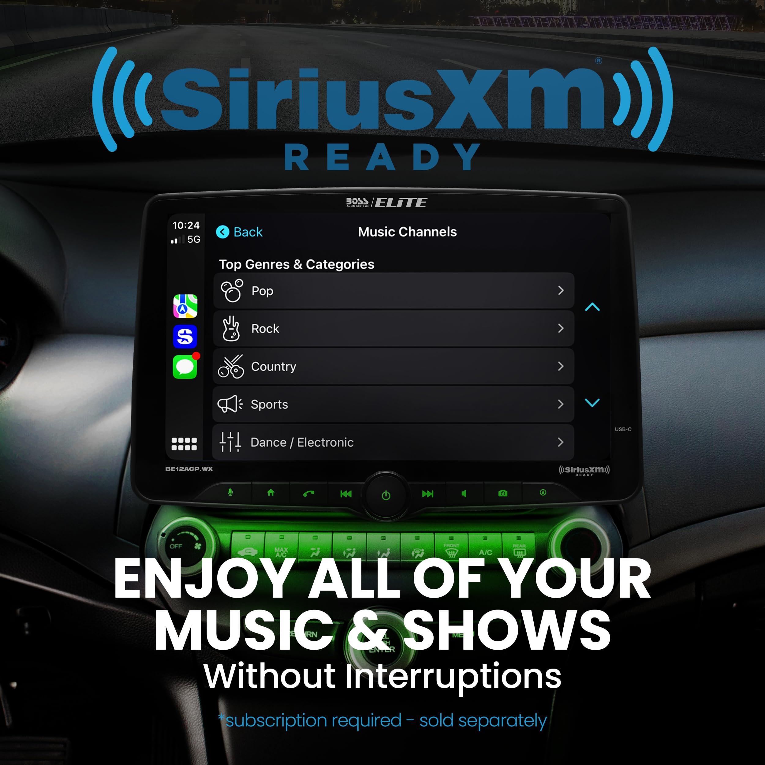 Boss Audio BE12ACP.WX Single-DIN, Wireless/Wired Apple CarPlay