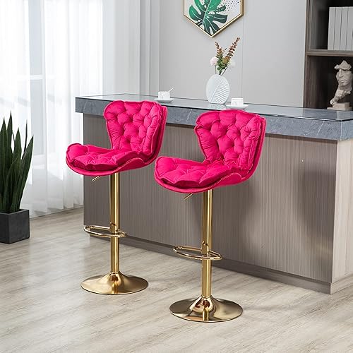 HomSof Juego de 2 sillas de bar de altura de mostrador, taburetes de bar de altura ajustable con respaldo y reposapiés, silla de comedor moderna