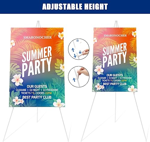 Miniatura 5 de Caballete para exhibición de caballetes de 63 pulgadas para letrero de boda, cartel, lienzo de pintura, caballete de metal portátil, color blanco