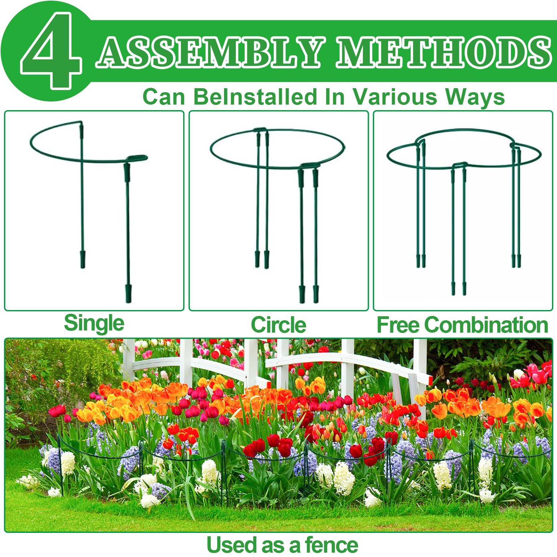 Tutori Per Piante Con Anello Regolabile 30,5 Cm – 10 Pezzi In Fibra Di Vetro, Sostegno Per Fiori E Piante Da Interno/Esterno - 3