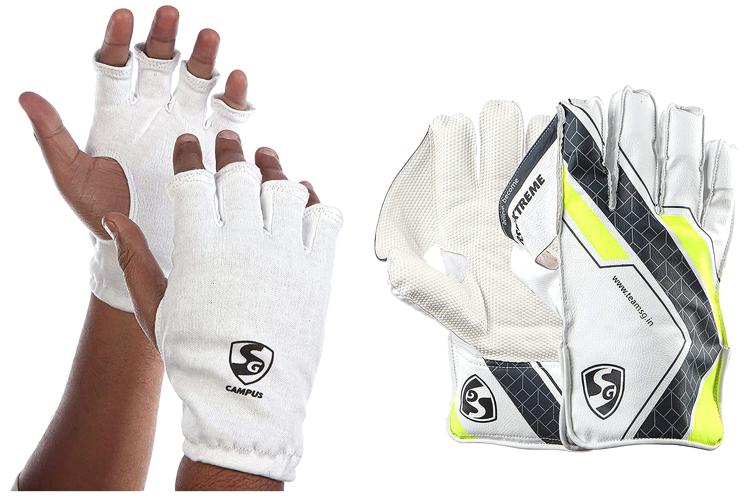 SG RSD Extreme Cricket Wicket Keeping Gloves, Youth (Assorted) - Rubber ; PVC & Cricket Campus Cotton Inner Gloves, Youth (Assorted) (B09SG6M8JY) Amazon Price History, Amazon Price Tracker