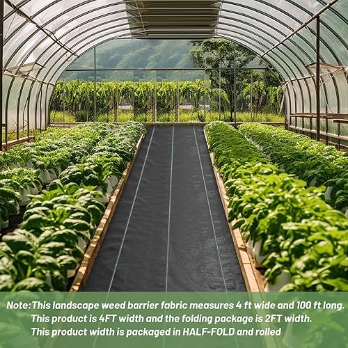 Miniatura 12 de Tela de barrera de malezas de 4 x 300 pies, resistente, tela tejida para control de malezas, tela geotextil tejida para contrapiso, alfombrilla