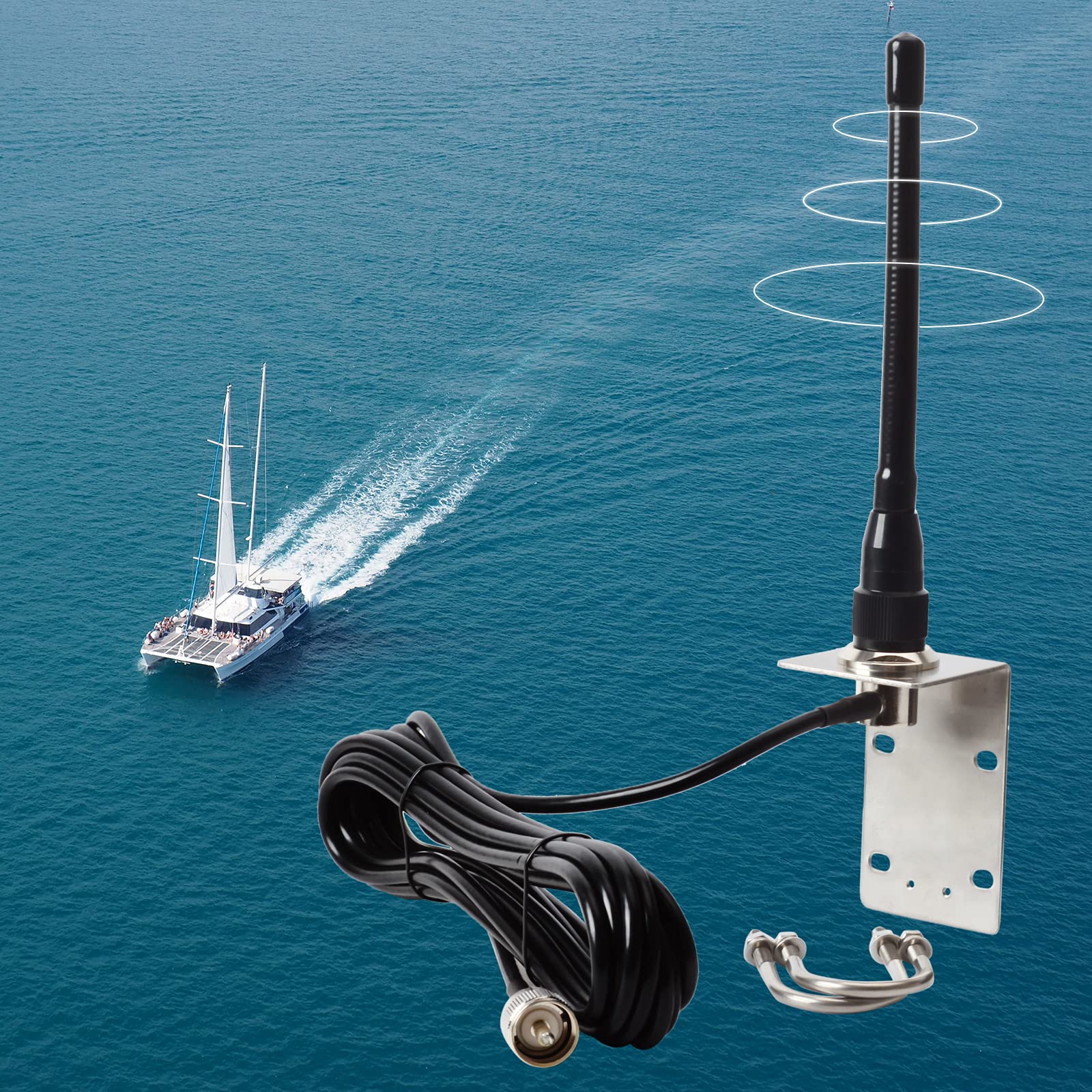 Antenna VHF Marina In Gomma HYSHIKRA - Con Cavo RG58 5m, Connettore PL-259 - Foto 3