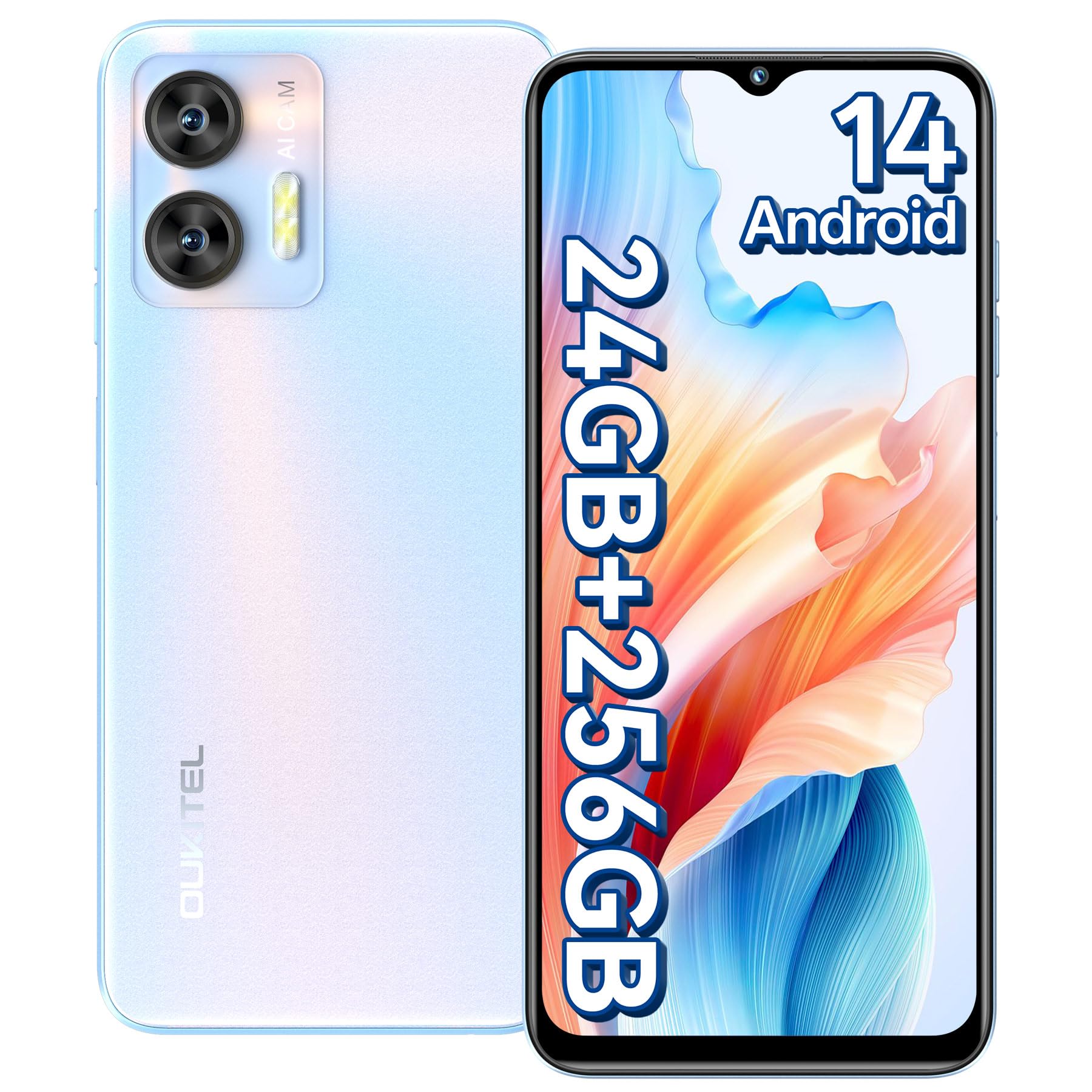 OUKITEL C36 256GB Android 14 Smartphone, 24GB+256GB/1TB