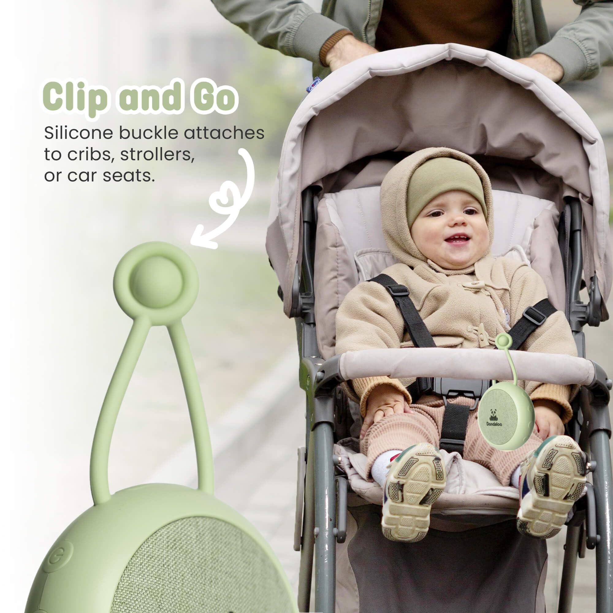 Tragbare White Noise Machine für Baby & Kinder - Soundmaschine mit 10 ausgewählten beruhigenden Sounds, Nachtlicht, Auto-Off-Timer, Lautstärkeregler, USB-C wiederaufladbar, Kindergarten