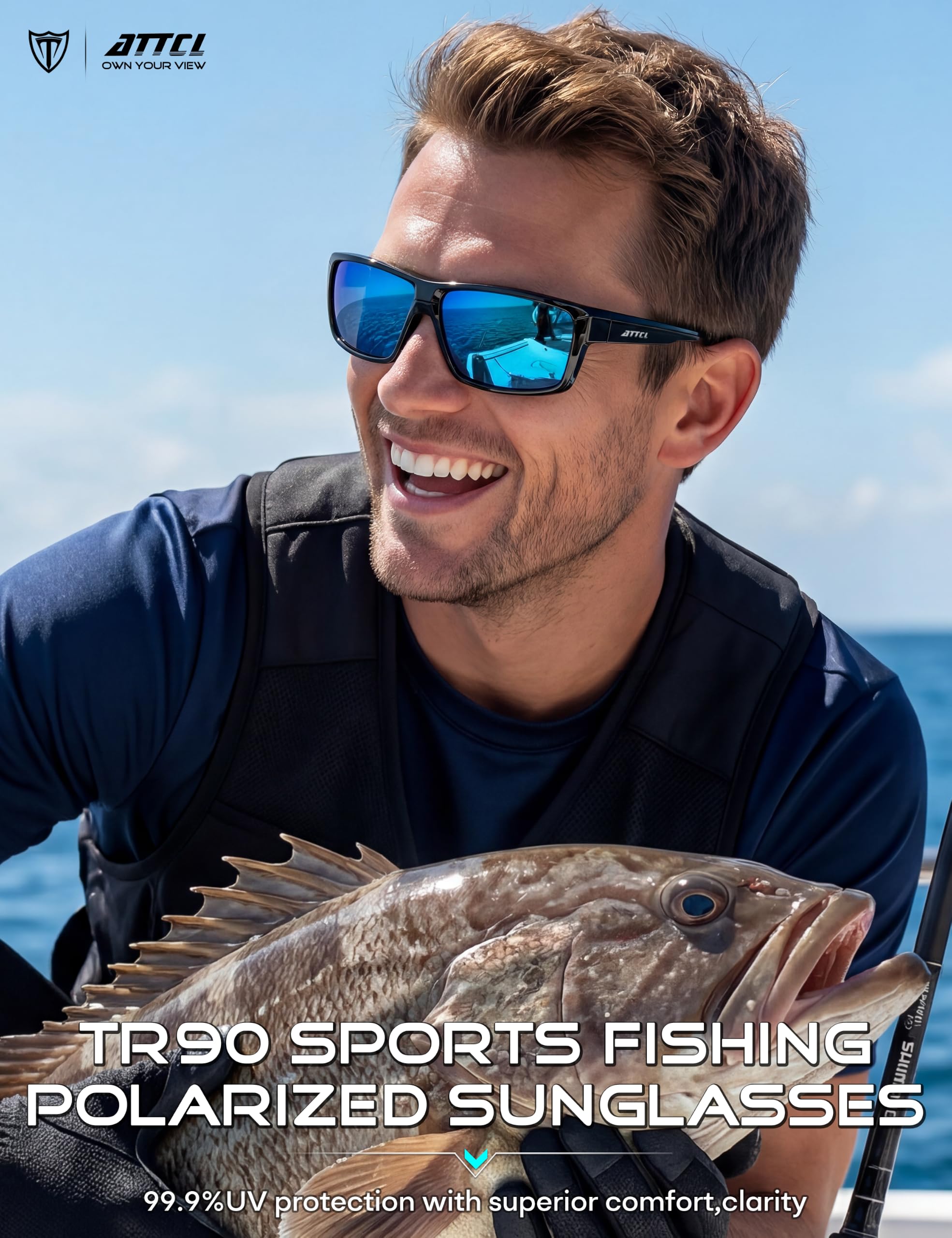 ATTCL Lunettes de Soleil Homme Polarisées Sports UV400 TR90 Enveloppant