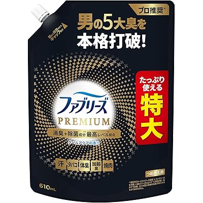 ファブリーズ 消臭スプレー PREMIUM 消臭＋除菌成分最高レベル配合 衣類・布製品用消臭剤 クールアクアの香り 詰め替え 特大 610mL