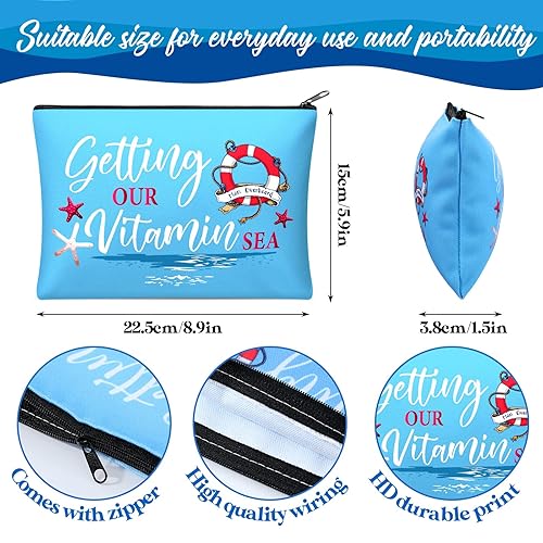 Vista 12 de Silkfly Kit de supervivencia de crucero de 16 piezas, bolsas de cosméticos novedosas, regalo de lona de viaje, bolsa de maquillaje, bolsa