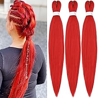 Vista 38 de IXIMII 3 paquetes de cabello trenzado rosa preestirado de 16 pulgadas, trenzas de ganchillo lacio, textura Yaki suave, extensiones de cabello