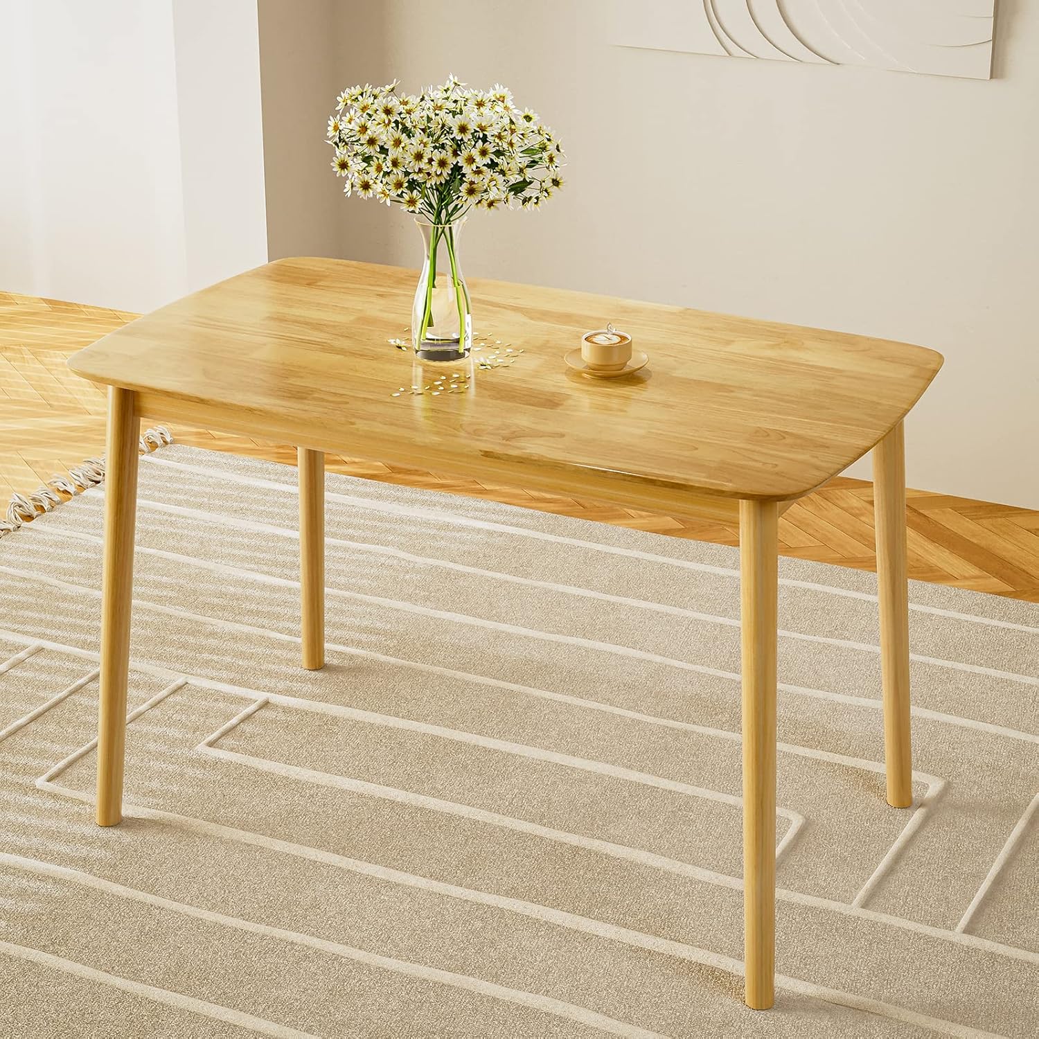 Amazon.com - IKIFLY 47 Inch Rectangular Solid Wood Dining Table - Mid ...