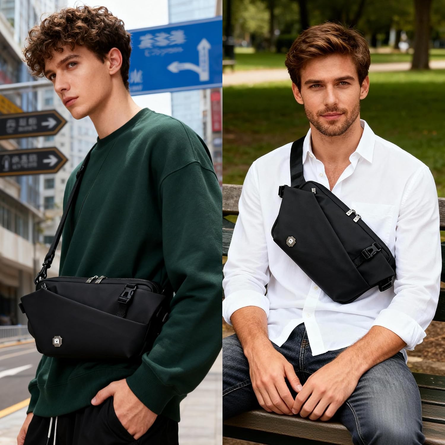 Waterproof Durable Crossbody Fanny Pack with Multi-pocket,Aesthetic Sling Backpack Chest Shoulder Bag for Men Women,Adjustable Strap,Travel,Hiking,Cycling,Daypack - Image 2