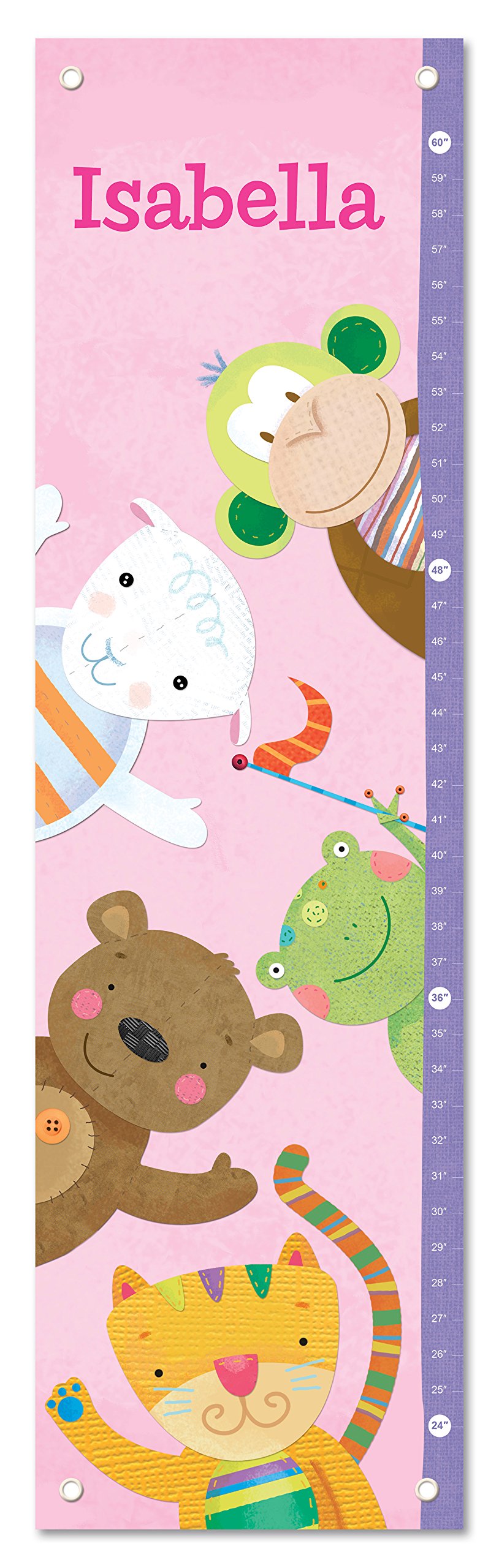 Personalized Growth Chart for Kids, Zoo Animals, Pink - I See Me!