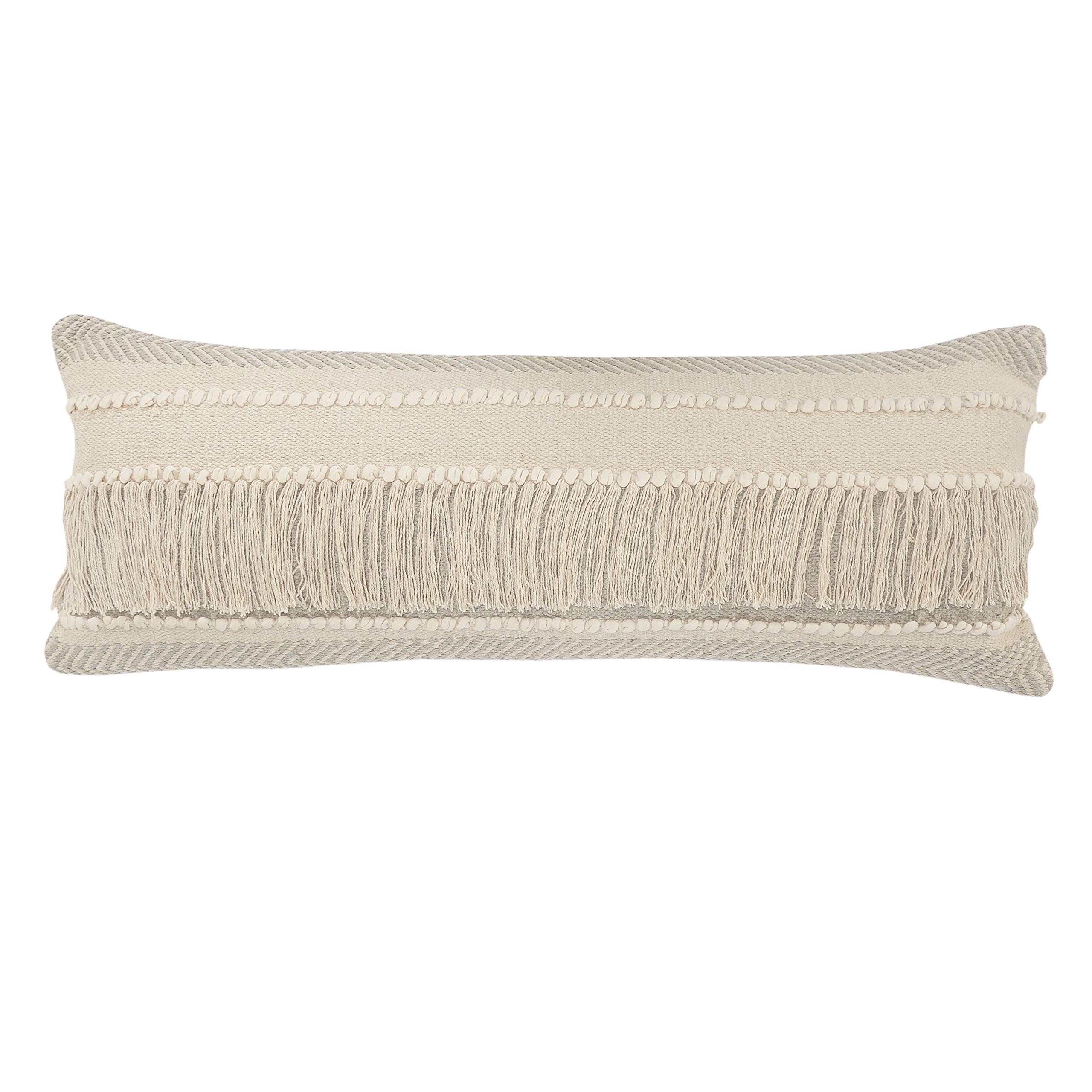LR Home Priscilla Throw Pillow, 14" x 36", Beige