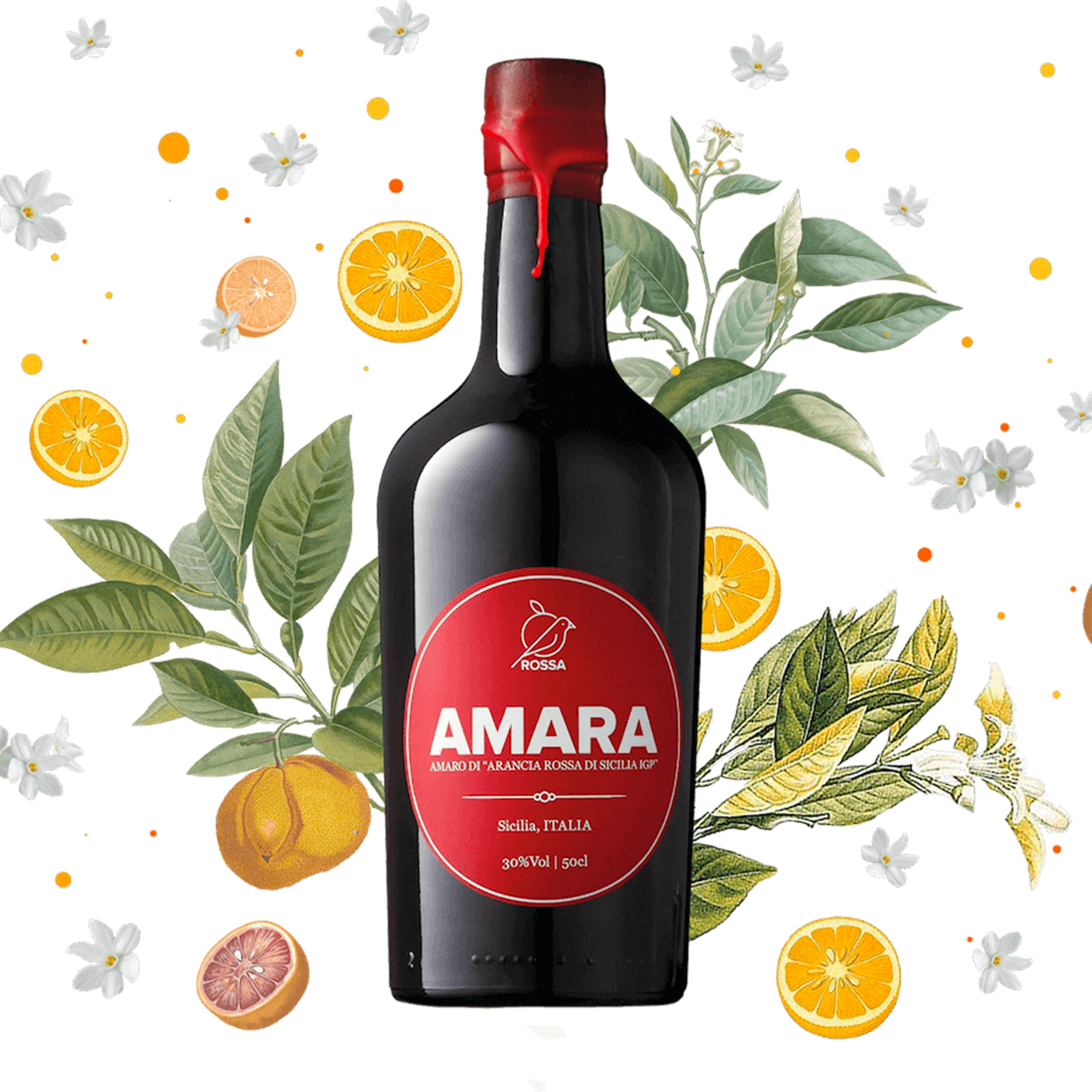 Rossa Amaro Amara della Sicilia | Amaro Siciliano con Scorze di Arancia Rossa Siciliane IGP | Vol. 30% 1500ml
