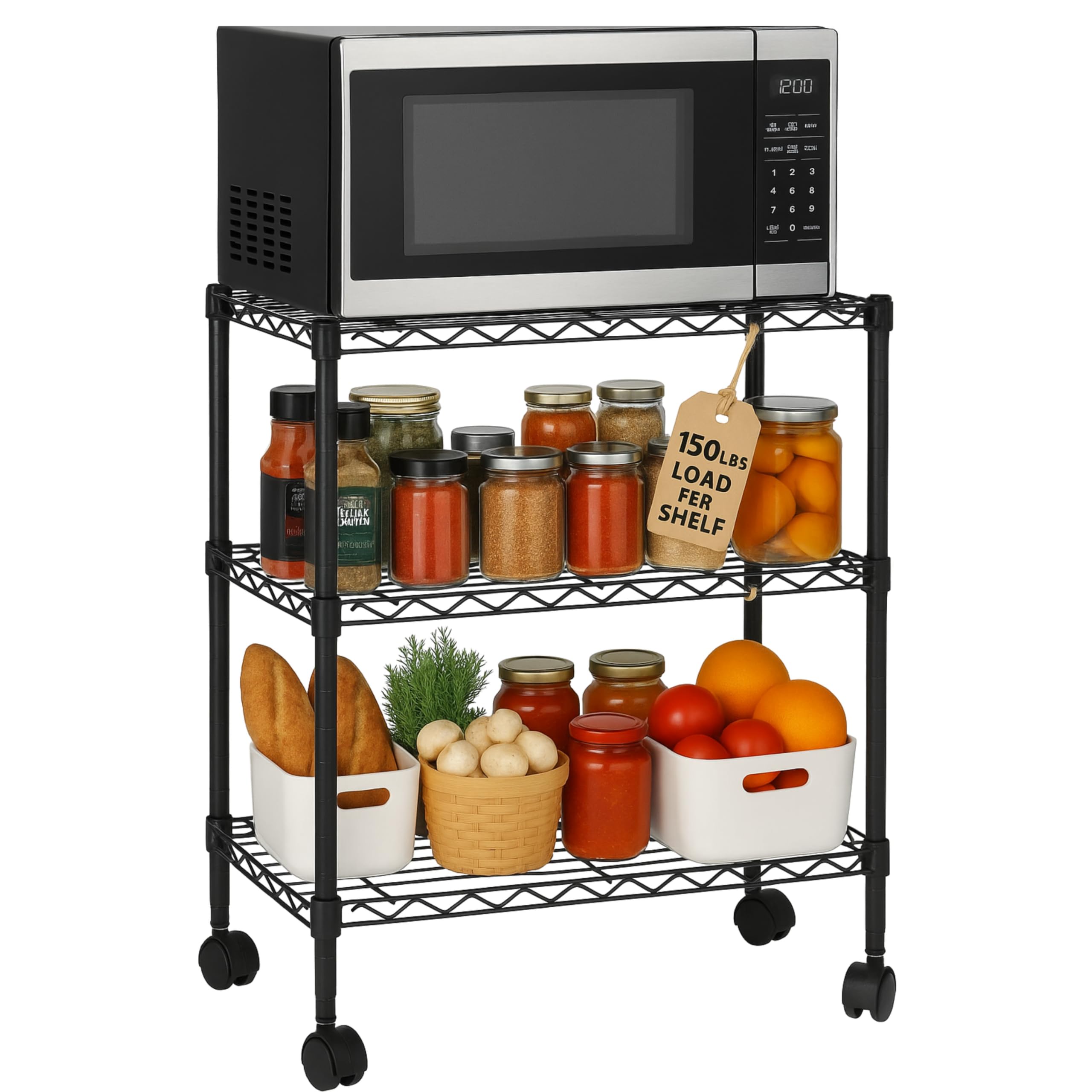 3 Tier Wire Shelving Unit Storage Rack, Metal Heavy Duty Utility Organizers, Organization Units for Metal Shelves, Pantry, Garage, Laundry Racks