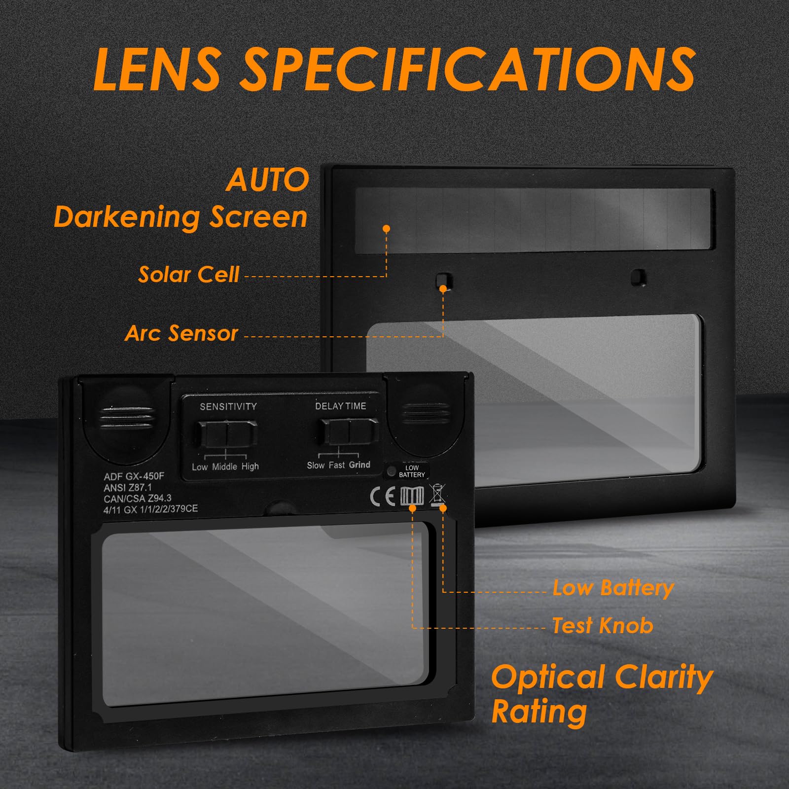 CCLIFE Vero Colore Automatico Casco Saldatura Solare Completamente Regolabile Maschera di Saldatura 2 Sensori Grande Campo Visivo (92 × 42 mm) Classe Ottica 1/1/1/2 UV/IR Protezione DIN16
