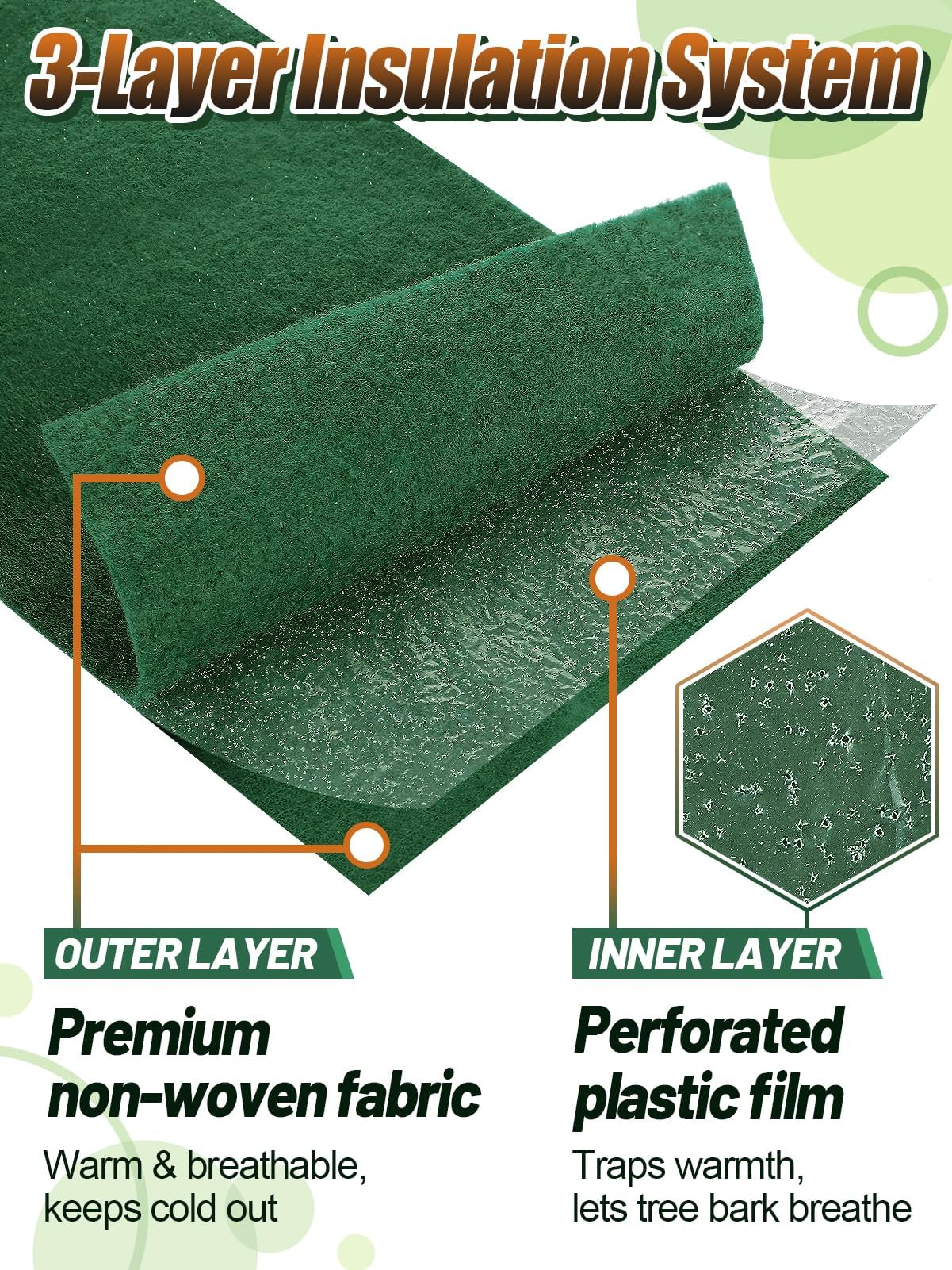 Protector para Troncos de Árboles, Vendaje Protector de Plantas 20 m x 12 cm, Envoltura Protectora de Árboles, Protección contra Heladas y Frío para Plantas, Árbole y Jardín Exterior