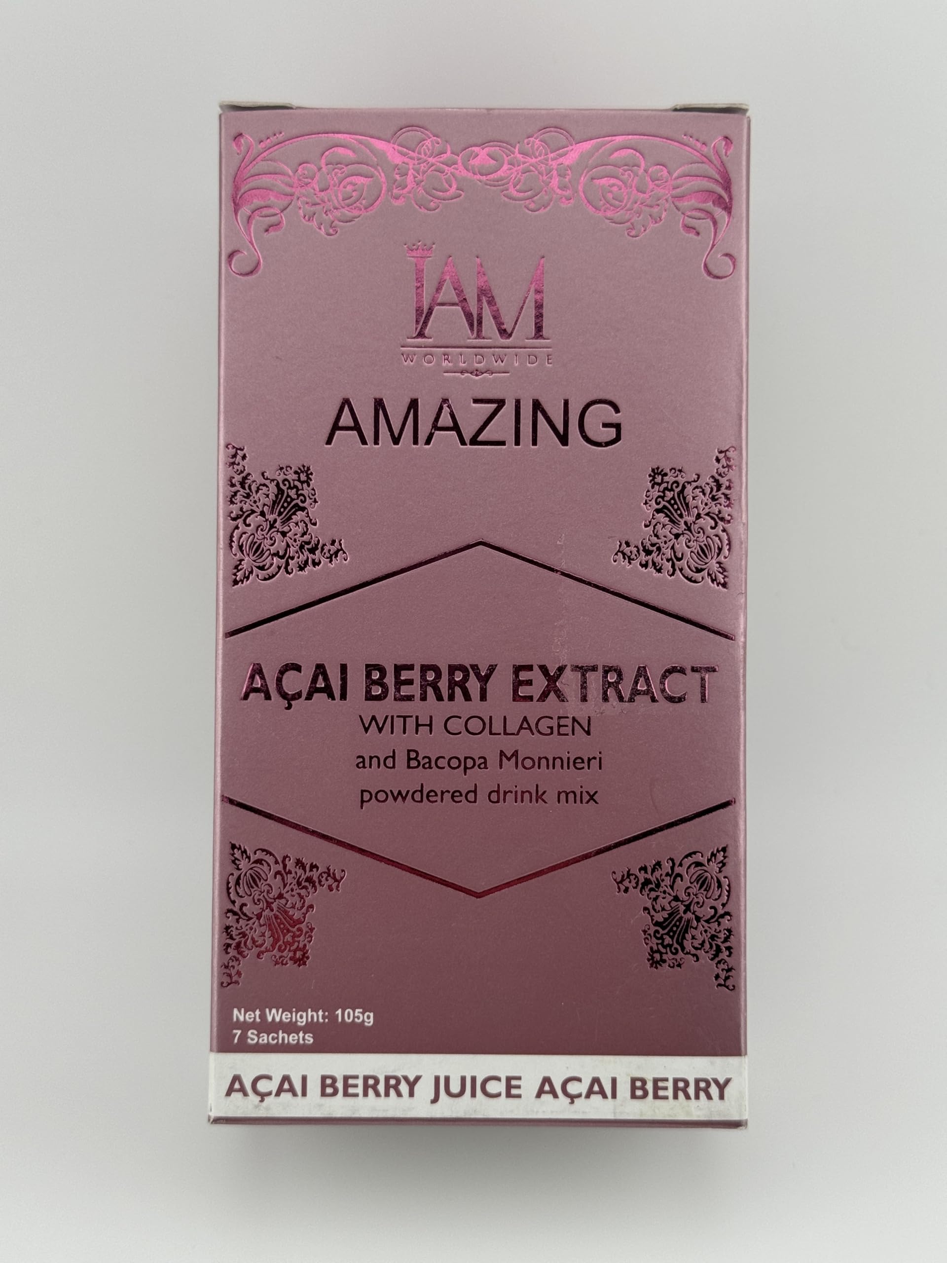 Amazing Acai Berry Extract with Collagen and Bacopa Monnieri Powdered Drink Mix (7 Sachet/Box)