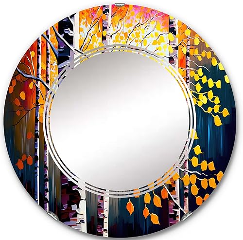 Miniatura 8 de DesignQ Autumn Birch Trees Forest I- Espejo de tocador, espejos de baño, espejos de pared para sala de estar, dormitorio, espejo ovalado, grande, 20