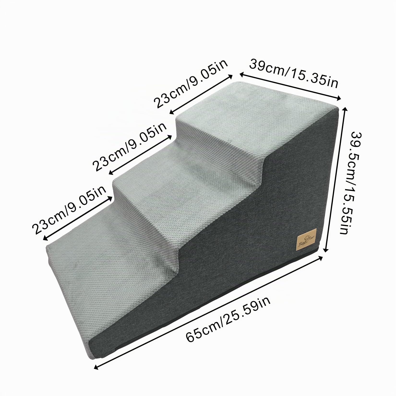 Escaliers pour Chiens à 3 Marches en Éponge Haute Densité, Rampe pour Chien et Chat Antidérapant avec Housse Amovible - Échelle Large pour Animaux de Compagnie Agés 39x65x39.5cm