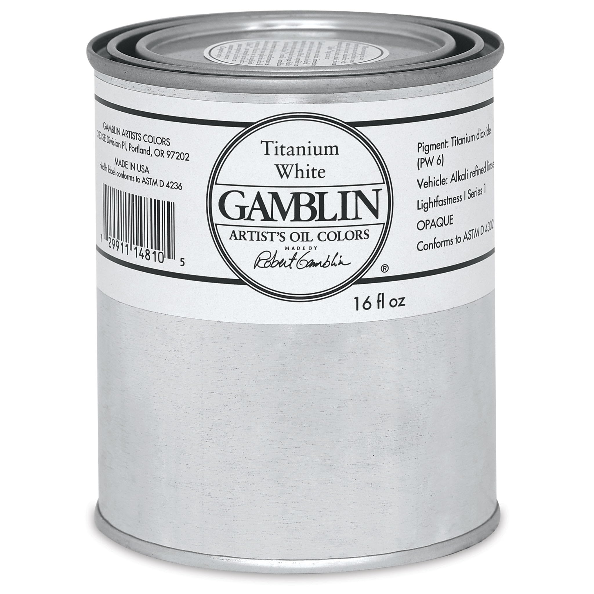Gamblin Artist39;s Oil Color 16 oz Can - Titanium White