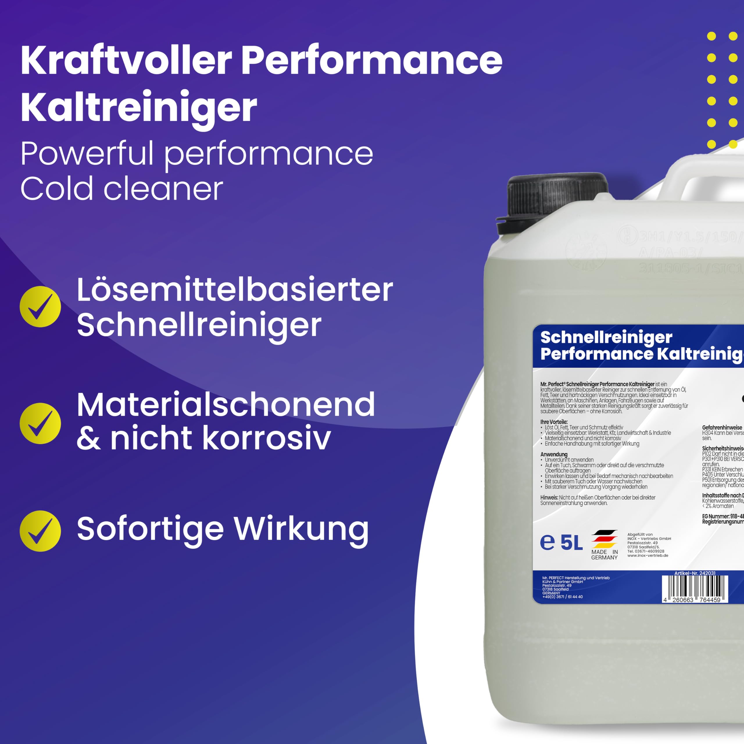 Mr. Perfect® Nettoyeur Rapide Performance pour les résidus de graisse et d'huile, 5L