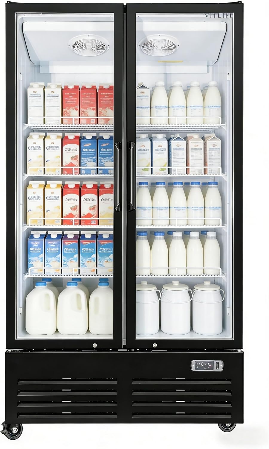 26.5 Cu.Ft. Commercial Merchandiser Refrigerator, 2 Glass Door Display Refrigerator with Adjustable Shelves and LED Light, Auto Defrost, ETL Listed