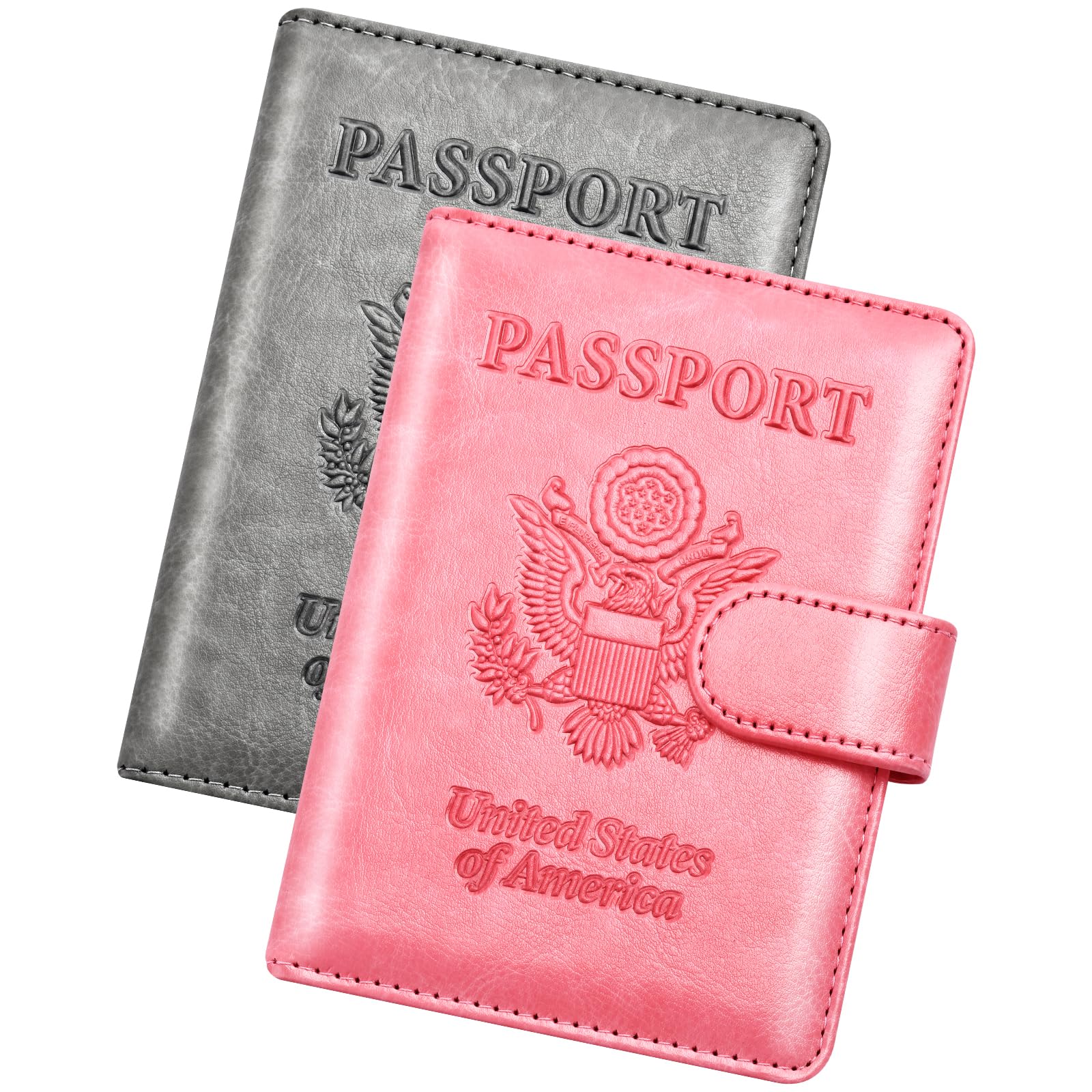 Herain Passport Holder for Travel Essentials, 2 Pcs Passport Cover Wallet Case Travel Gifts Women Men Family, RFID Passports Book Card Holders Travels