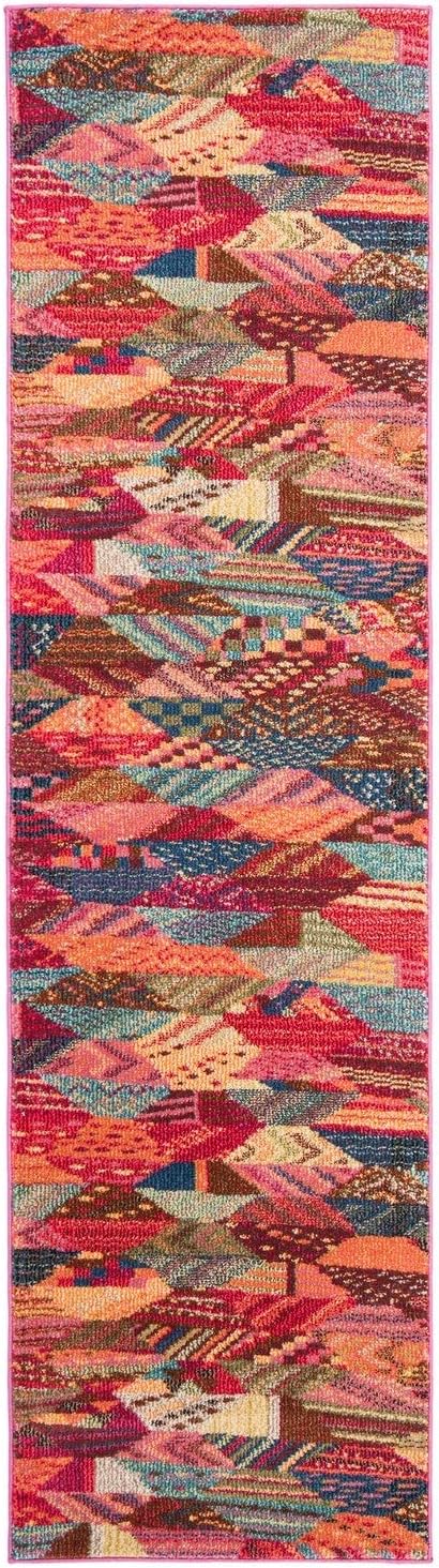 SAFAVIEH Monaco Collection Area Rug - 8' x 10', Multi, Boho Abstract Patchwork Design, Non-Shedding & Easy Care, Ideal for High Traffic Areas in Living Room, Bedroom (MNC245D)