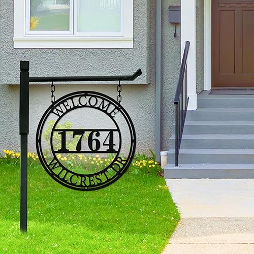 Miniatura 7 de Letrero de dirección de número de casa personalizado para casas, letrero para exteriores, placa de dirección de metal personalizada para exteriores,